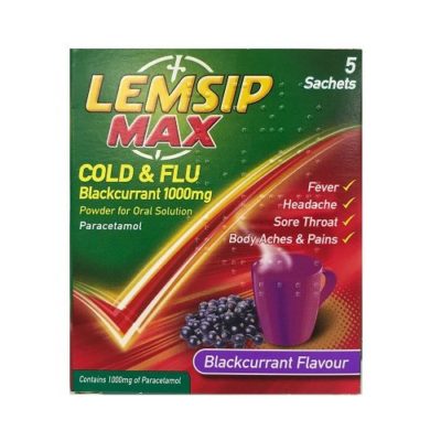 LEMSIP MAX COLD & FLU BLACKCURRANT 1000MG SACHETS (5)