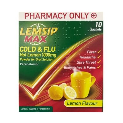 LEMSIP MAX COLD & FLU LEMON 1000MG SACHETS (10)