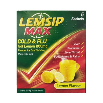 LEMSIP MAX COLD & FLU LEMON 1000MG SACHETS (5)